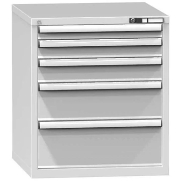 Fiókos műhelyszekrény KOMBI, ma x sz x mé: 840 x 731 x 753 mm, 5 x fiók, szürke RAL7035