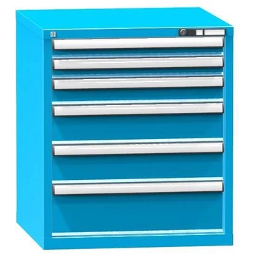 Fiókos műhelyszekrény KOMBI, ma x sz x mé: 840 x 731 x 753 mm, 6 x fiók, kék RAL5012