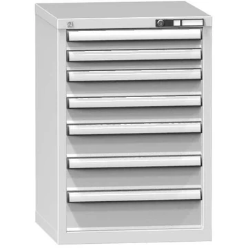 Fiókos műhelyszekrény, ma x sz x mé: 840 x 578 x 600 mm, 7 x fiók, szürke RAL7035