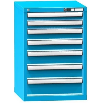 Fiókos műhelyszekrény, ma x sz x mé: 840 x 578 x 600 mm, 7 x fiók, kék RAL5012