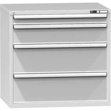 Fiókos műhelyszekrény, ma x sz x mé: 990 x 1037 x 753 mm, 4 x fiók, szürke színű RAL7035