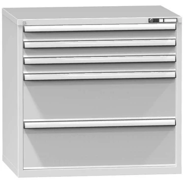 Fiókos műhelyszekrény, ma x sz x mé: 990 x 1037 x 753 mm, 5 x fiók, szürke színű RAL7035