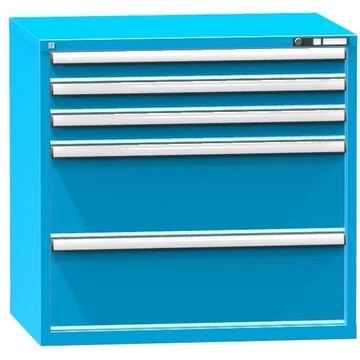 Fiókos műhelyszekrény, ma x sz x mé: 990 x 1037 x 753 mm, 5 x fiók, kék színű RAL5012