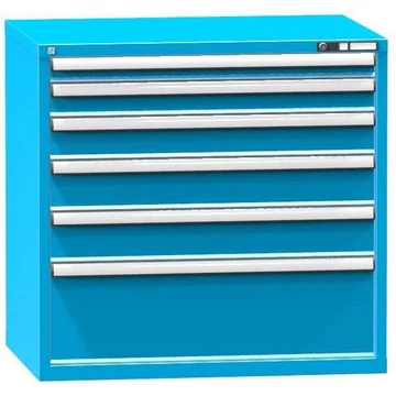 Fiókos műhelyszekrény, ma x sz x mé: 990 x 1037 x 753 mm, 6 x fiók, kék színű RAL5012
