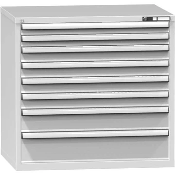 Szerszámos szekrény fiókokkal, 8 x fiók, ma x sz x mé: 990 x 1037 x 753 mm, szín világosszürke RAL7035