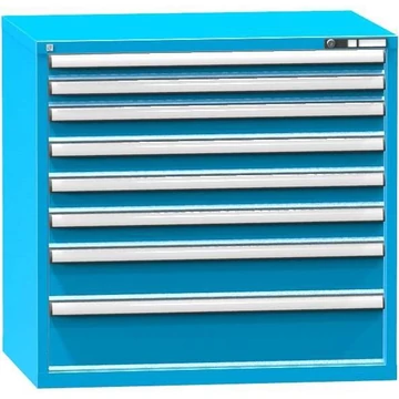 Szerszámos szekrény fiókokkal, 8 x fiók, ma x sz x mé: 990 x 1037 x 753 mm, színkék RAL5012
