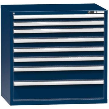 Szerszámos szekrény fiókokkal, 8 x fiók, ma x sz x mé: 990 x 1037 x 753 mm, sötétkék színű RAL5010