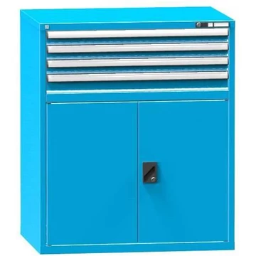 Fiókos műhelyszekrény, ma x sz x mé: 1200 x 1037 x 753 mm, 4 x fiók, 1 x szekrény, kék színű RAL5012