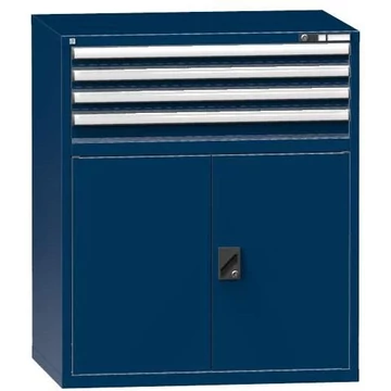 Fiókos műhelyszekrény, ma x sz x mé: 1200 x 1037 x 753 mm, 4 x fiók, 1 x szekrény, sötétkék színű RAL5010