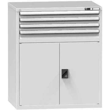 Fiókos műhelyszekrény, ma x sz x mé: 1200 x 1037 x 753 mm, 4 x fiók, 1 x szekrény, szürke szín RAL7035