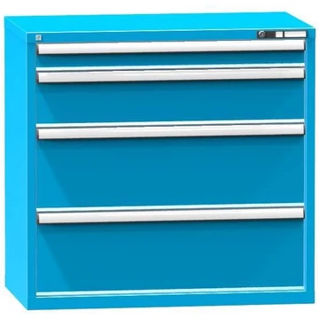 Fiókos műhelyszekrény, ma x sz x mé: 990 x 1037 x 600 mm, 4 x fiók, kék színű RAL5012