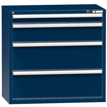 Fiókos műhelyszekrény, ma x sz x mé: 990 x 1037 x 600 mm, 4 x fiók, sötétkék színű RAL5010
