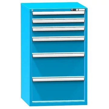 Szerszámos szekrény fiókokkal, 6 x fiók, ma x sz x mé: 1215 x 731 x 753 mm, színkék RAL5012