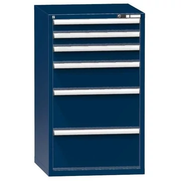 Szerszámos szekrény fiókokkal, 6 x fiók, ma x sz x mé: 1215 x 731 x 753 mm, sötétkék színű RAL5010