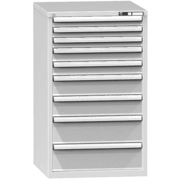 Szerszámos szekrény fiókokkal, 9 x fiók, ma x sz x mé: 1215 x 731 x 753 mm, szín világosszürke RAL7035