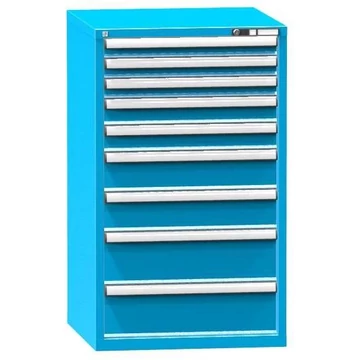 Szerszámos szekrény fiókokkal, 9 x fiók, ma x sz x mé: 1215 x 731 x 753 mm, színkék RAL5012