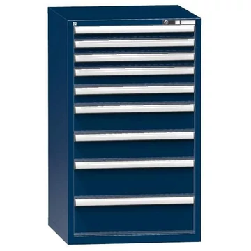 Szerszámos szekrény fiókokkal, 9 x fiók, ma x sz x mé: 1215 x 731 x 753 mm, sötétkék színű RAL5010