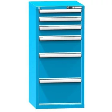 Szerszámos szekrény fiókokkal, 6 x fiók, ma x sz x mé: 1215 x 578 x 600 mm, színkék RAL5012