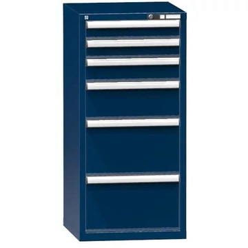 Szerszámos szekrény fiókokkal, 6 x fiók, ma x sz x mé: 1215 x 578 x 600 mm, sötétkék színű RAL5010