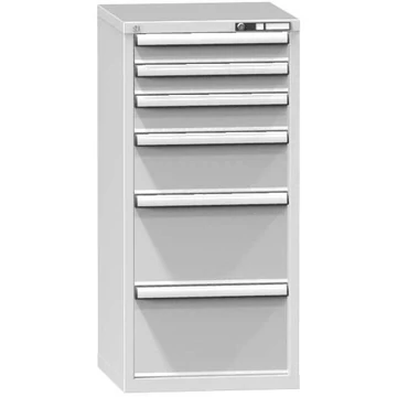 Szerszámos szekrény fiókokkal, 6 x fiók, ma x sz x mé: 1215 x 578 x 600 mm, szín világosszürke RAL7035