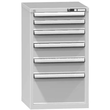 Szerszámos szekrény fiókokkal, 6 x fiók, ma x sz x mé: 990 x 578 x 600 mm, színe világosszürke RAL7035