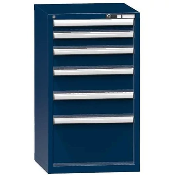 Szerszámos szekrény fiókokkal, 6 x fiók, ma x sz x mé: 990 x 578 x 600 mm, sötétkék színű RAL5010