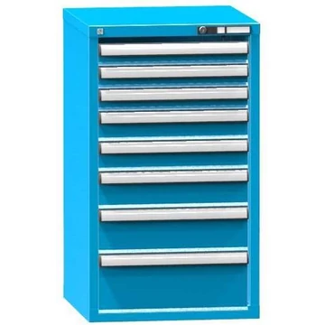 Szerszámos szekrény fiókokkal, 8 x fiók, ma x sz x mé: 990 x 578 x 600 mm, színkék RAL5012