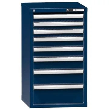 Szerszámos szekrény fiókokkal, 8 x fiók, ma x sz x mé: 990 x 578 x 600 mm, sötétkék színű RAL5010
