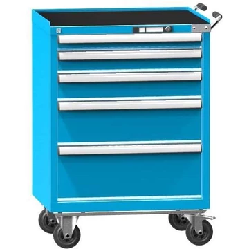 Mobil fiókos szekrény, ma x sz x mé: 1013 x 731 x 600 mm, 5 fiók, kék színű RAL5012