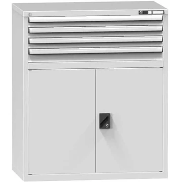 Fiókos műhelyszekrény, ma x sz x mé: 1200 x 1037 x 600 mm, 4 x fiók, 1 x szekrény, szürke színű RAL7035