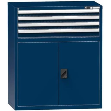Fiókos műhelyszekrény, ma x sz x mé: 1200 x 1037 x 600 mm, 4 x fiók, 1 x szekrény, sötétkék színű RAL5010