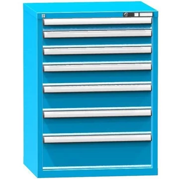 Fiókos műhelyszekrény, ma x sz x mé: 990 x 731 x 600 mm, 7 x fiók, kék színű RAL5012