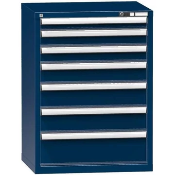 Fiókos műhelyszekrény, ma x sz x mé: 990 x 731 x 600 mm, 7 x fiók, sötétkék színű RAL5010