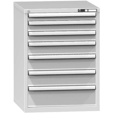 Fiókos műhelyszekrény, ma x sz x mé: 990 x 731 x 753 mm, 7 x fiók, szürke színű RAL7035