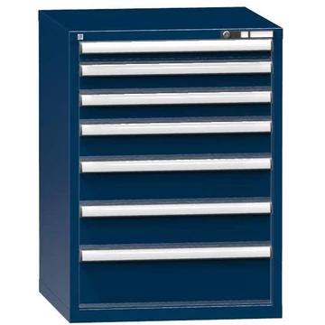 Fiókos műhelyszekrény, ma x sz x mé: 990 x 731 x 753 mm, 7 x fiók, sötétkék színű RAL5010