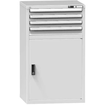 Fiókos műhelyszekrény, ma x sz x mé: 1200 x 731 x 600 mm, 4 x fiók, 1 x szekrény, szürke színű RAL7035