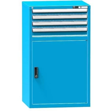 Fiókos műhelyszekrény, ma x sz x mé: 1200 x 731 x 600 mm, 4 x fiók, 1 x szekrény, kék színű RAL5012