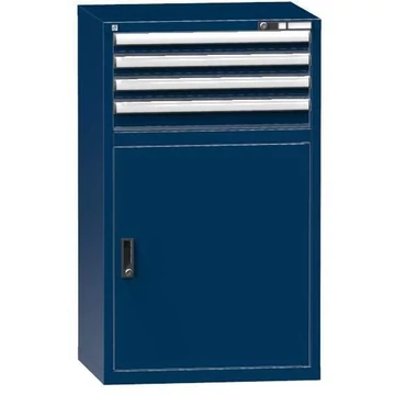 Fiókos műhelyszekrény, ma x sz x mé: 1200 x 731 x 600 mm, 4 x fiók, 1 x szekrény, sötétkék színű RAL5010