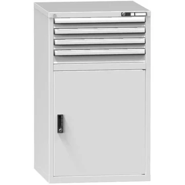 Fiókos műhelyszekrény, ma x sz x mé: 1200 x 731 x 600 mm, 4 x fiók, 1 x szekrény, szürke színű RAL7035