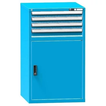 Fiókos műhelyszekrény, ma x sz x mé: 1200 x 731 x 753 mm, 4 x fiók, 1 x szekrény, kék színű RAL5012