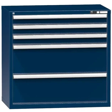 Fiókos műhelyszekrény, ma x sz x mé: 990 x 1037 x 600 mm, 5 x fiók, sötétkék színű RAL5010