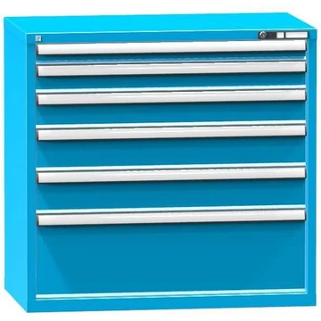 Fiókos műhelyszekrény, ma x sz x mé: 990 x 1037 x 600 mm, 6 x fiók, kék színű RAL5012