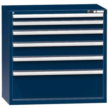 Fiókos műhelyszekrény, ma x sz x mé: 990 x 1037 x 600 mm, 6 x fiók, sötétkék színű RAL5010