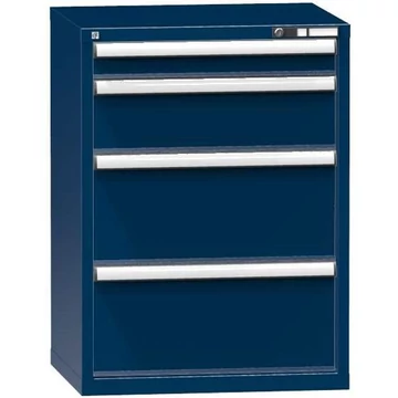 Fiókos műhelyszekrény, ma x sz x mé: 990 x 731 x 600 mm, 4 x fiók, sötétkék színű RAL5010