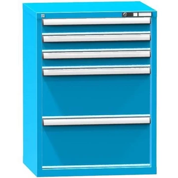 Fiókos műhelyszekrény, ma x sz x mé: 990 x 731 x 600 mm, 5 x fiók, kék színű RAL5012