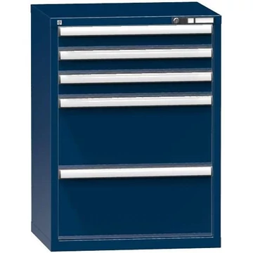Fiókos műhelyszekrény, ma x sz x mé: 990 x 731 x 600 mm, 5 x fiók, sötétkék színű RAL5010