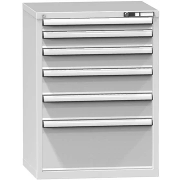 Fiókos műhelyszekrény, ma x sz x mé: 990 x 731 x 600 mm, 6 x fiók, szürke színű RAL7035