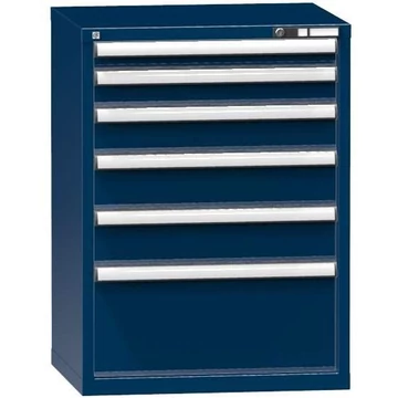 Fiókos műhelyszekrény, ma x sz x mé: 990 x 731 x 600 mm, 6 x fiók, sötétkék színű RAL5010
