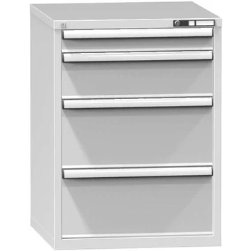 Fiókos műhelyszekrény, ma x sz x mé: 990 x 731 x 753 mm, 4 x fiók, szürke színű RAL7035