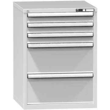 Fiókos műhelyszekrény, ma x sz x mé: 990 x 731 x 753 mm, 5 x fiók, szürke színű RAL7035